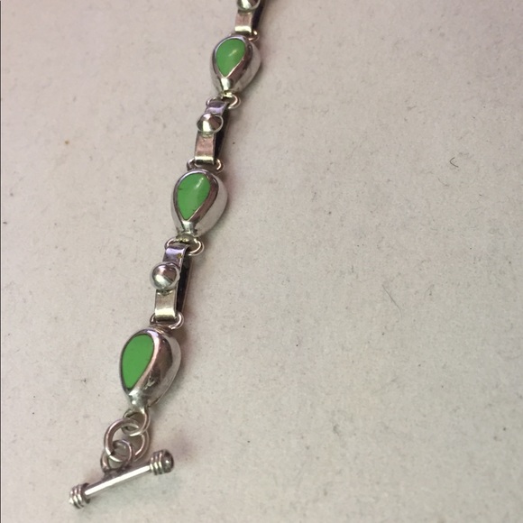 Vintage Mexico 925 silver green Turquoise bracelet - Picture 5 of 8